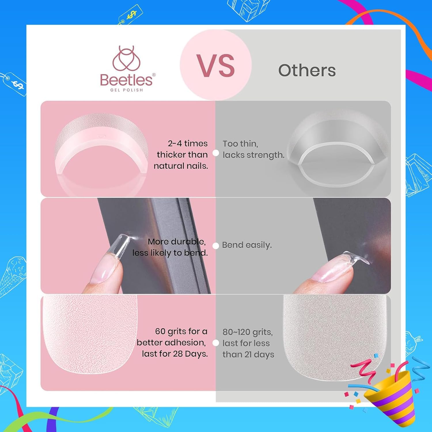 Beetles Gel Nail Tips 12 sizes ensure easy, precise finger matching