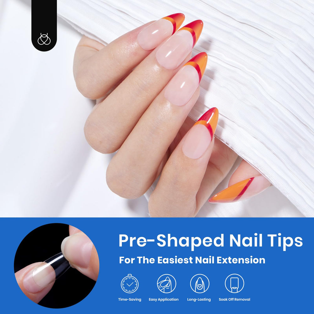 Beetles Gel Nail Tips clear full-cover for durable extensions and smooth base.