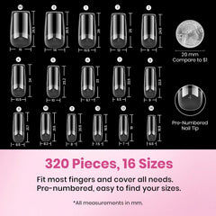 Beetles Gel Nail Tips clear full-cover design suitable for DIY nail art.