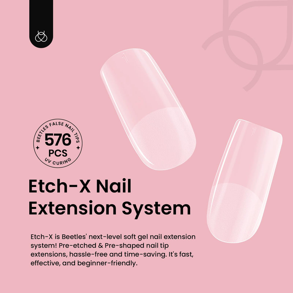 Beetles Gel Nail Tips Etch-X pre-shaped tips for quick DIY application