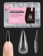 Beetles Etch-X stiletto tips 288 pcs on display for quick extensions.