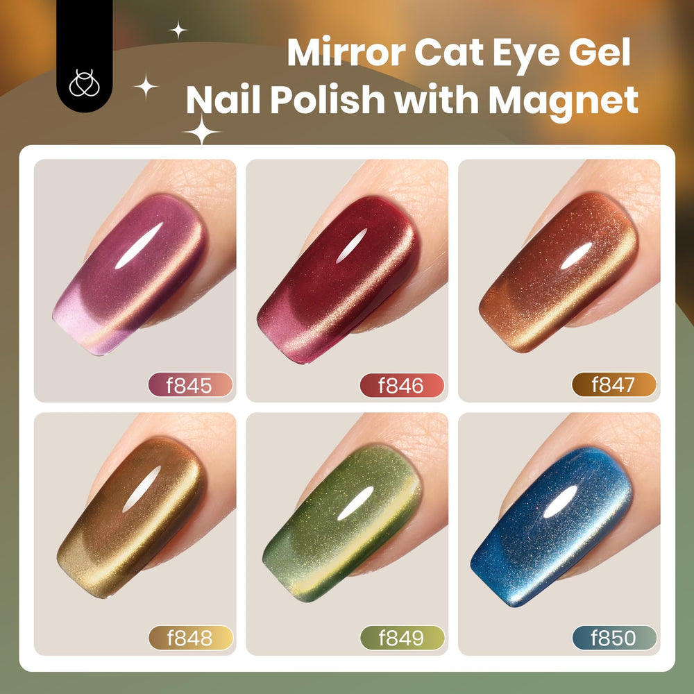 Beetles Gel Polish olive green cat eye swatch for earthy style.