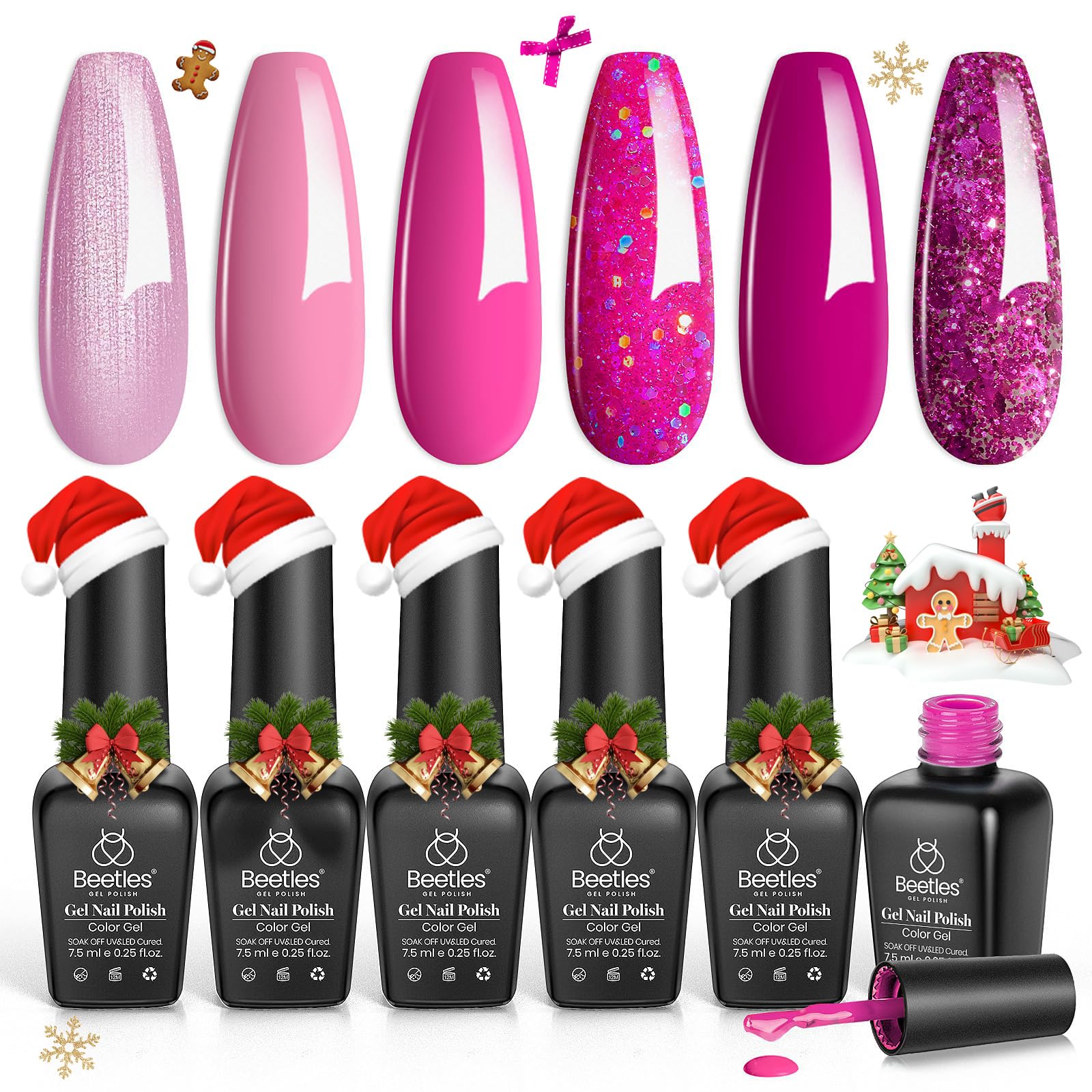 Beetles Pink Angel glitter shade adding sparkle to nails