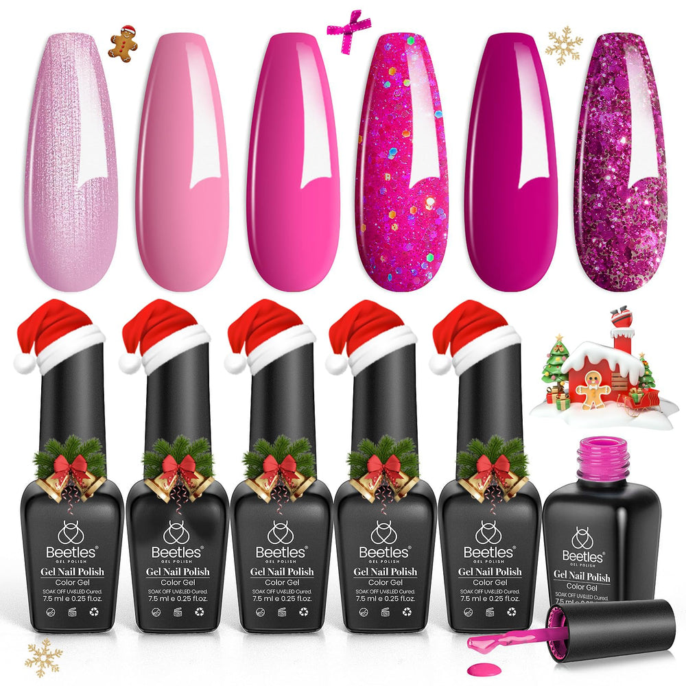 Beetles Pink Angel glitter shade adding sparkle to nails