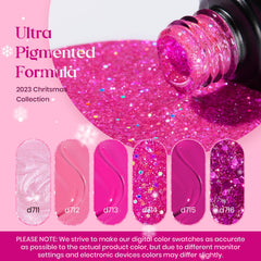 Beetles rose nude glitter shades close-up on swatch card