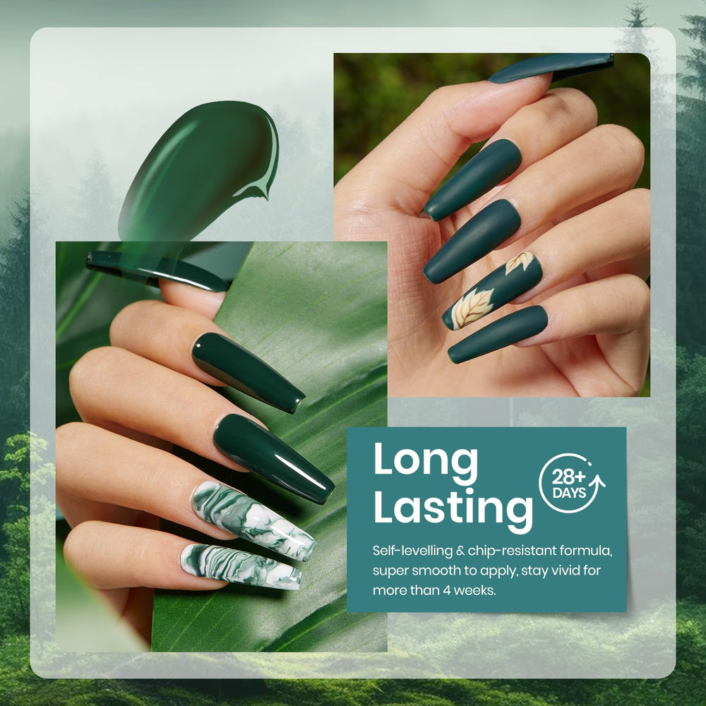 Dark Green close-up highlights rich depth and high-gloss look