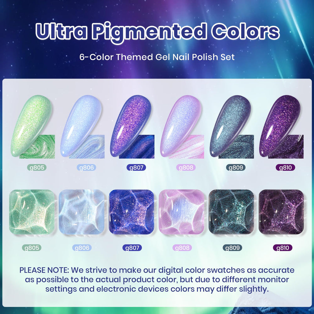 Beetles Kaleido Galaxy for ombre and glitter nail art inspiration.