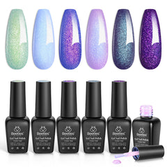 Beetles Kaleido Galaxy glitter gel polish colors for glossy, buildable nail sparkle.
