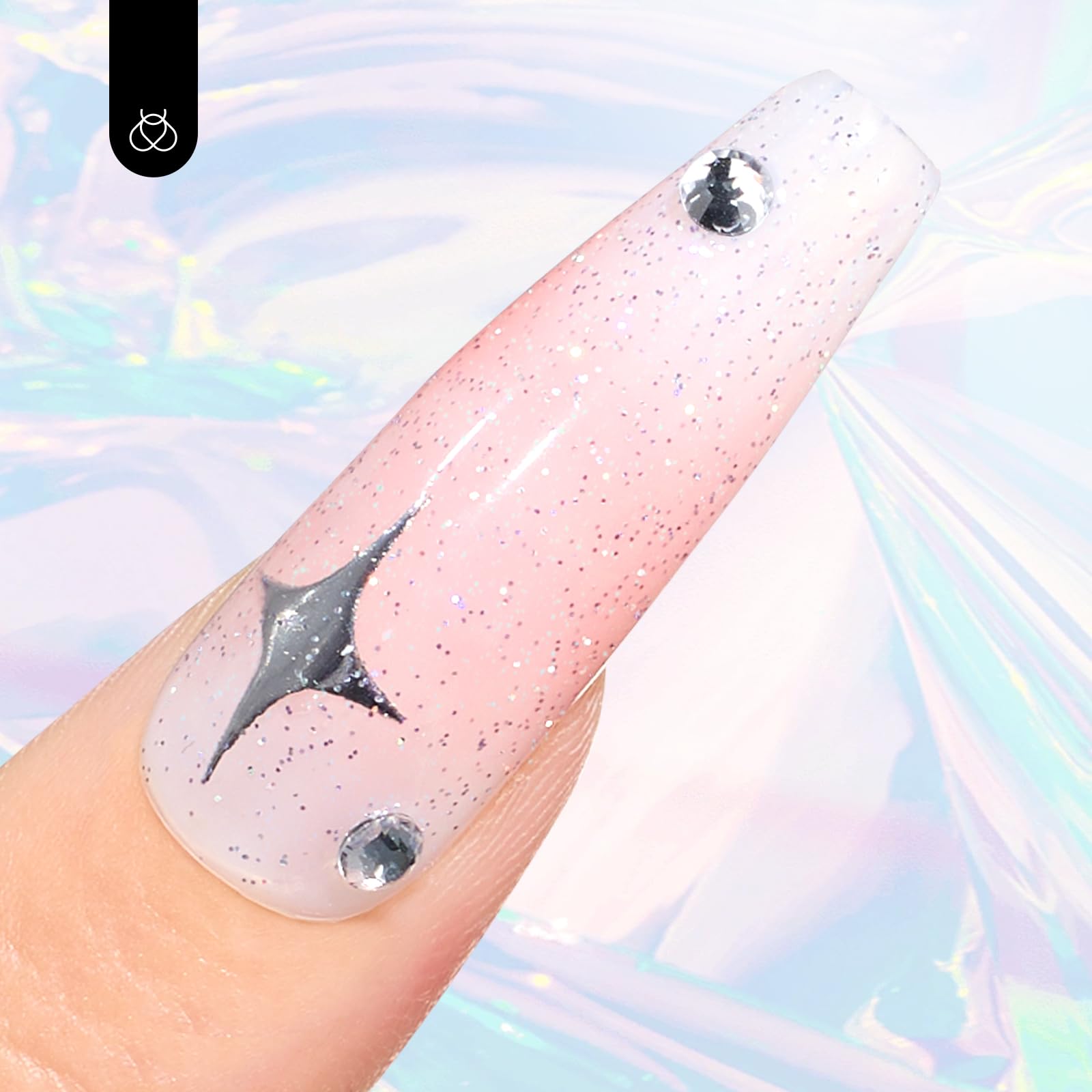 Beetles Glitter Top Coat 15ml uses holographic particles for dimension