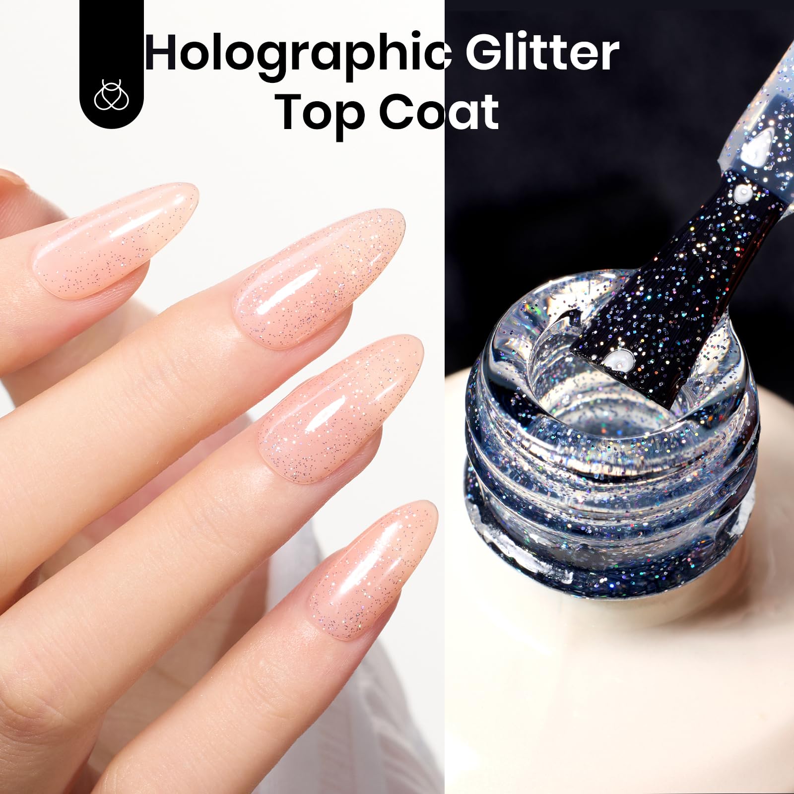 Beetles Glitter Top Coat 15ml adds sparkle powder for vibrant color embellishment