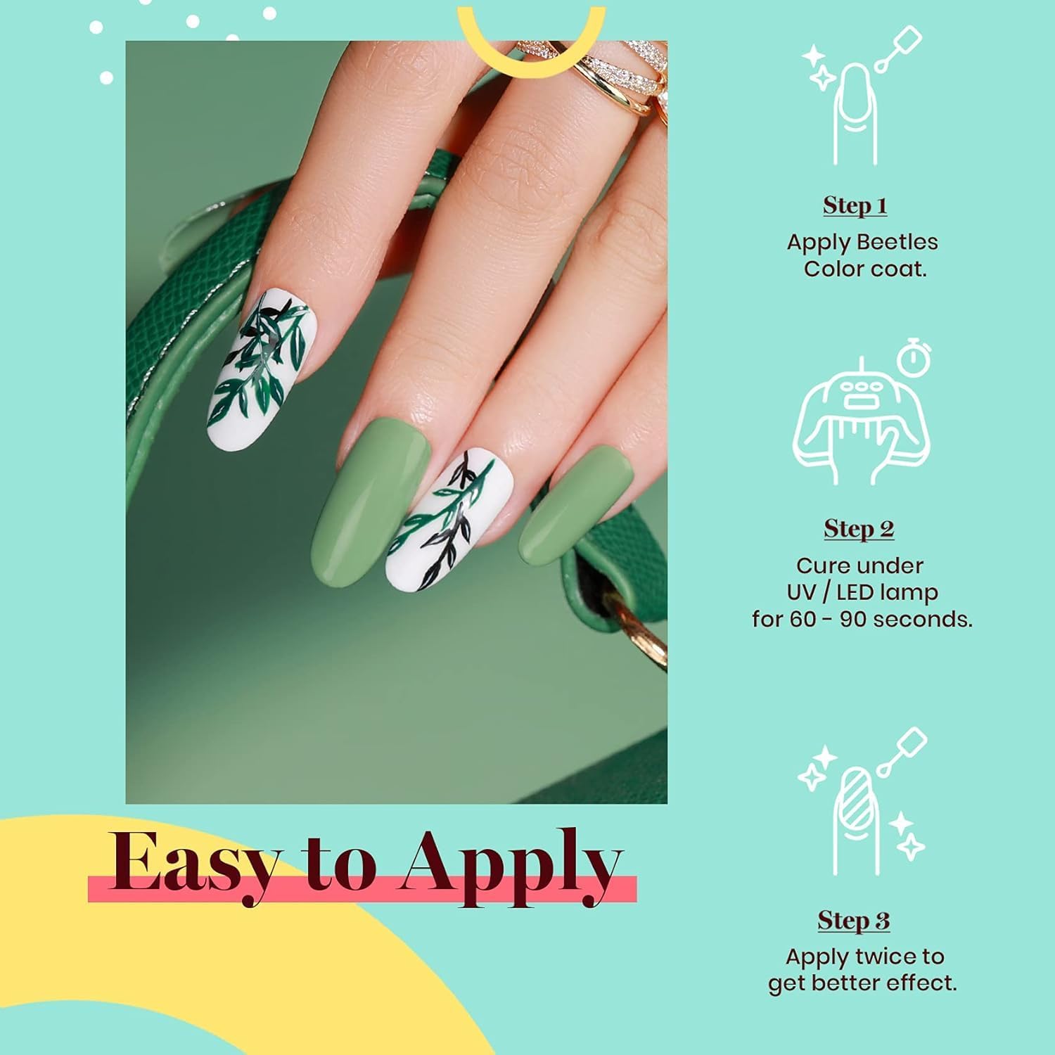 Beetles gel polish on nails showing rich pigmentation and glossy shine.