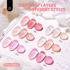 Beetles Jelly Gel Nail Polish Set peach colors swatch showing versatile nude-pink looks