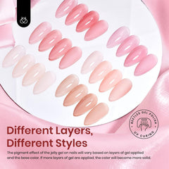 Beetles Jelly Gel Nude Pink swatches for versatile nude-to-sheer looks