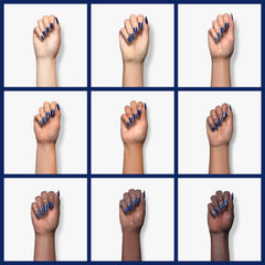 Beetles Midnight Navy Blue gel on nail shows deep color with glossy finish.