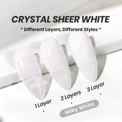 Beetles Milky White gel polish on nails delivers silky, glossy translucent look.