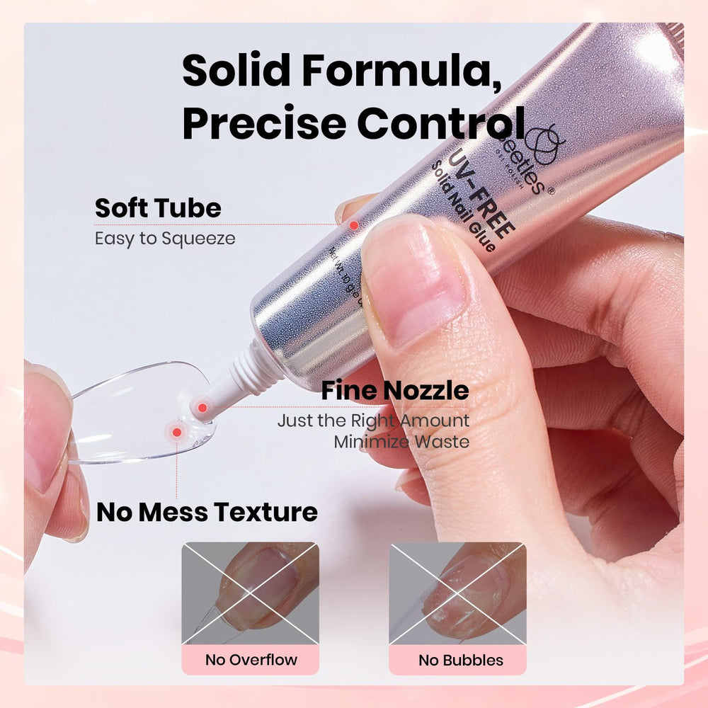 Beetles nail glue easy-control tube enables precise amount.
