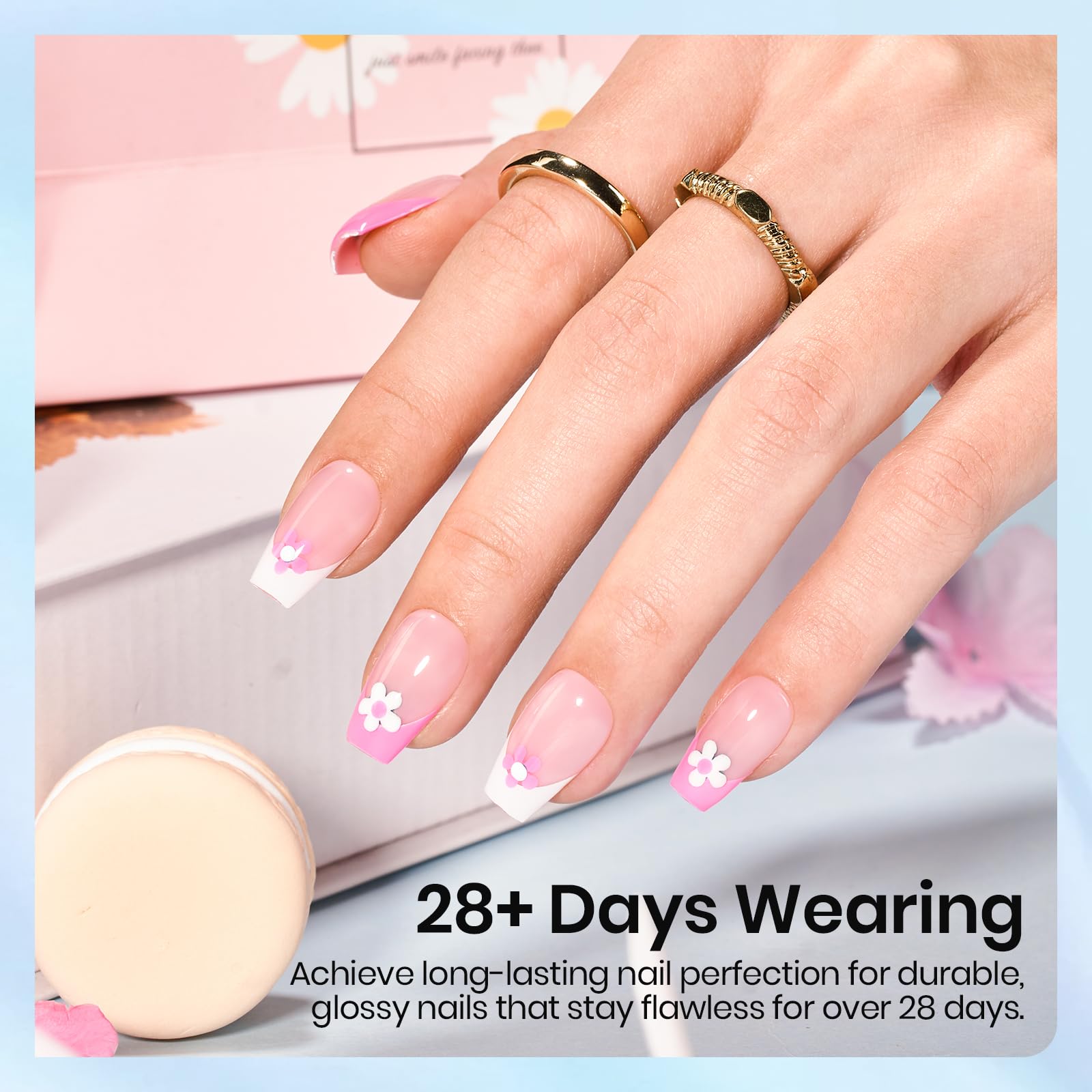 Beetles builder gel enables smooth surface and nail fill for a refined look.