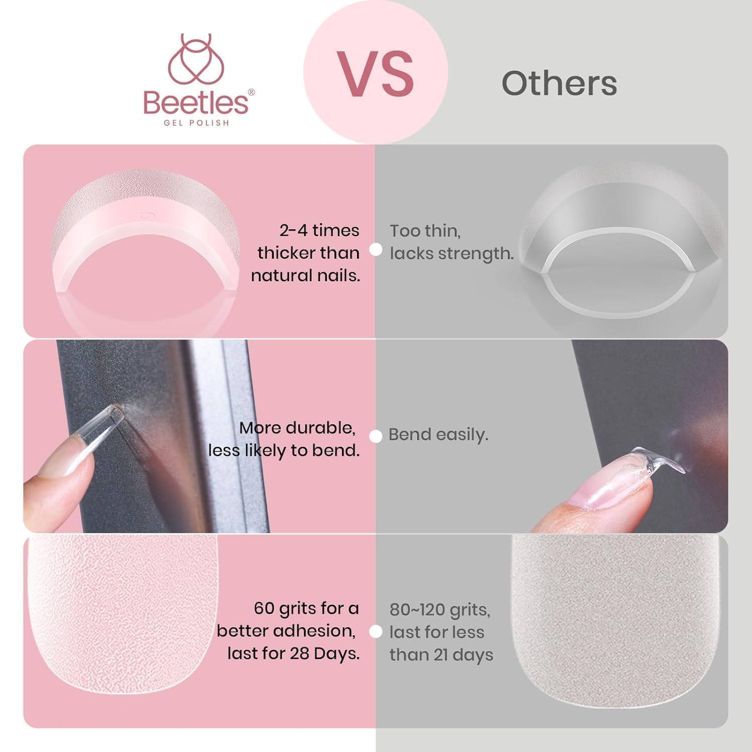 Beetles Nail Tips Smooth edges for comfortable shaping.