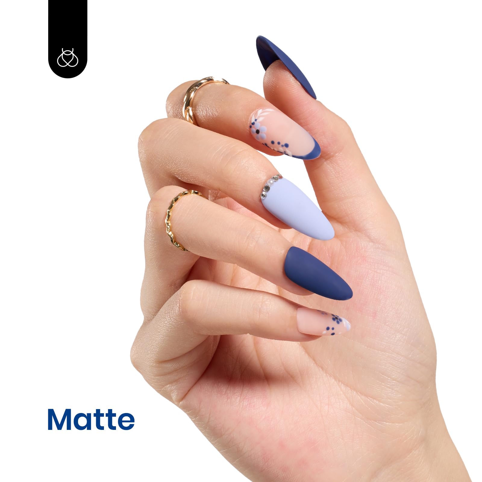 Beetles Navy Blue gel polish packaging highlights easy at-home spa vibes.
