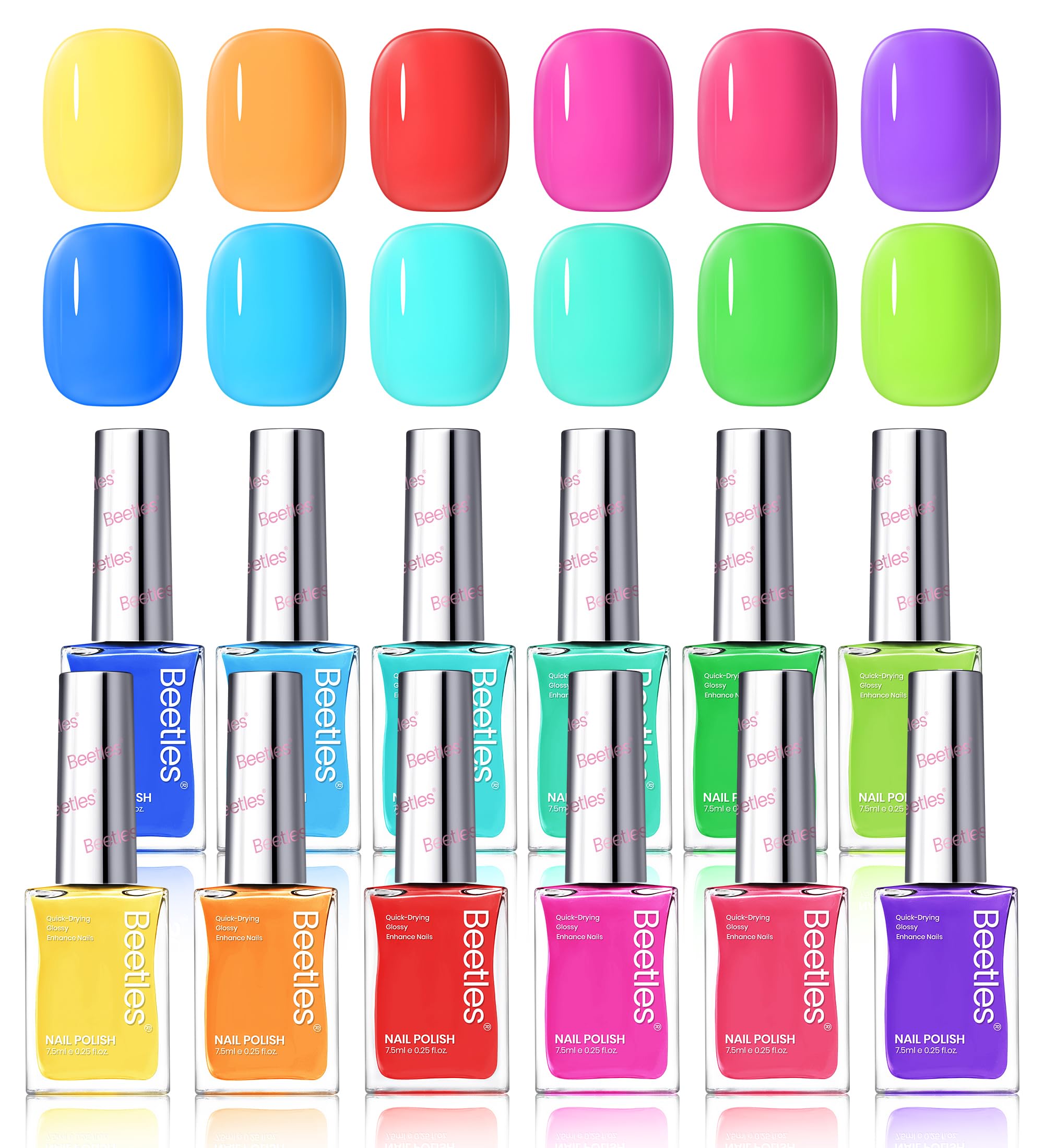 Beetles Neon hot pink polish delivers bold color with fast-drying shine.