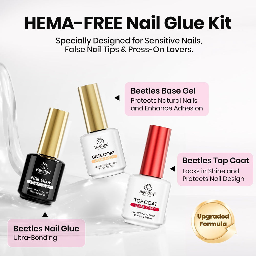 Beetles No-Wipe Top Coat bottle close-up delivering brilliant shine