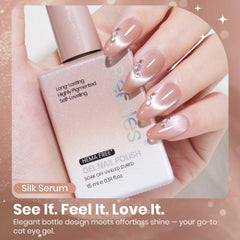 Beetles Nude Cat Eye nail art setup for DIY use.