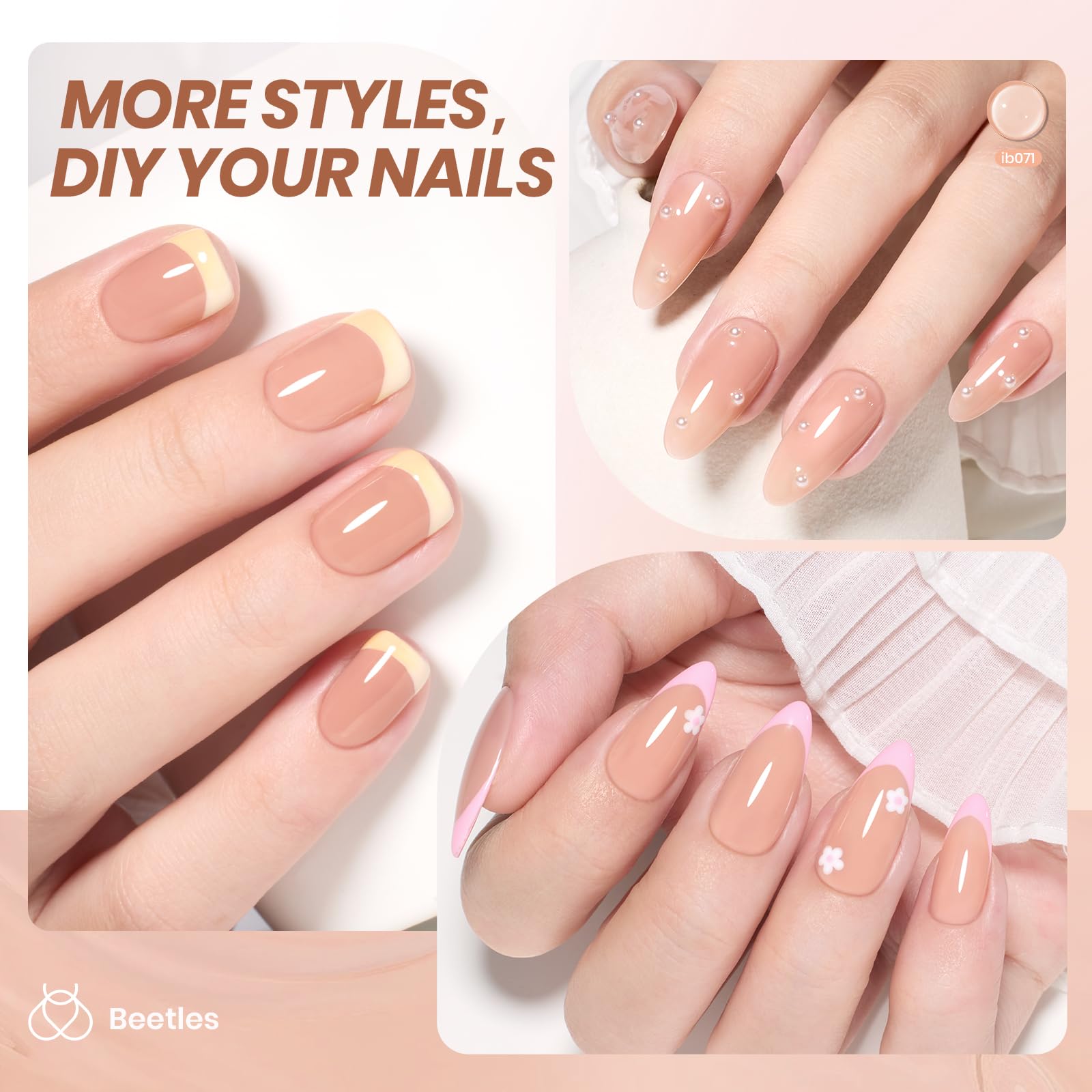 Beetles Nude Gel Polish comes in a compact bottle, ideal for travel.
