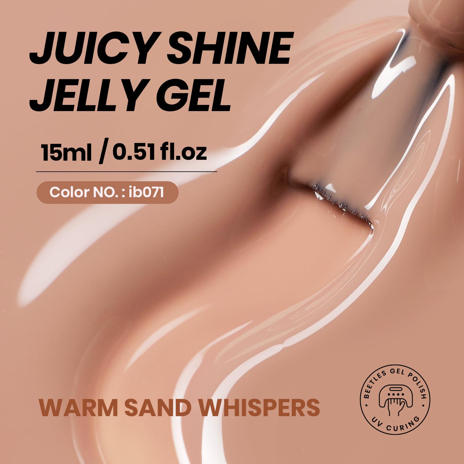 Beetles Nude Gel Polish 15ml nude-brown jelly texture for subtle color.