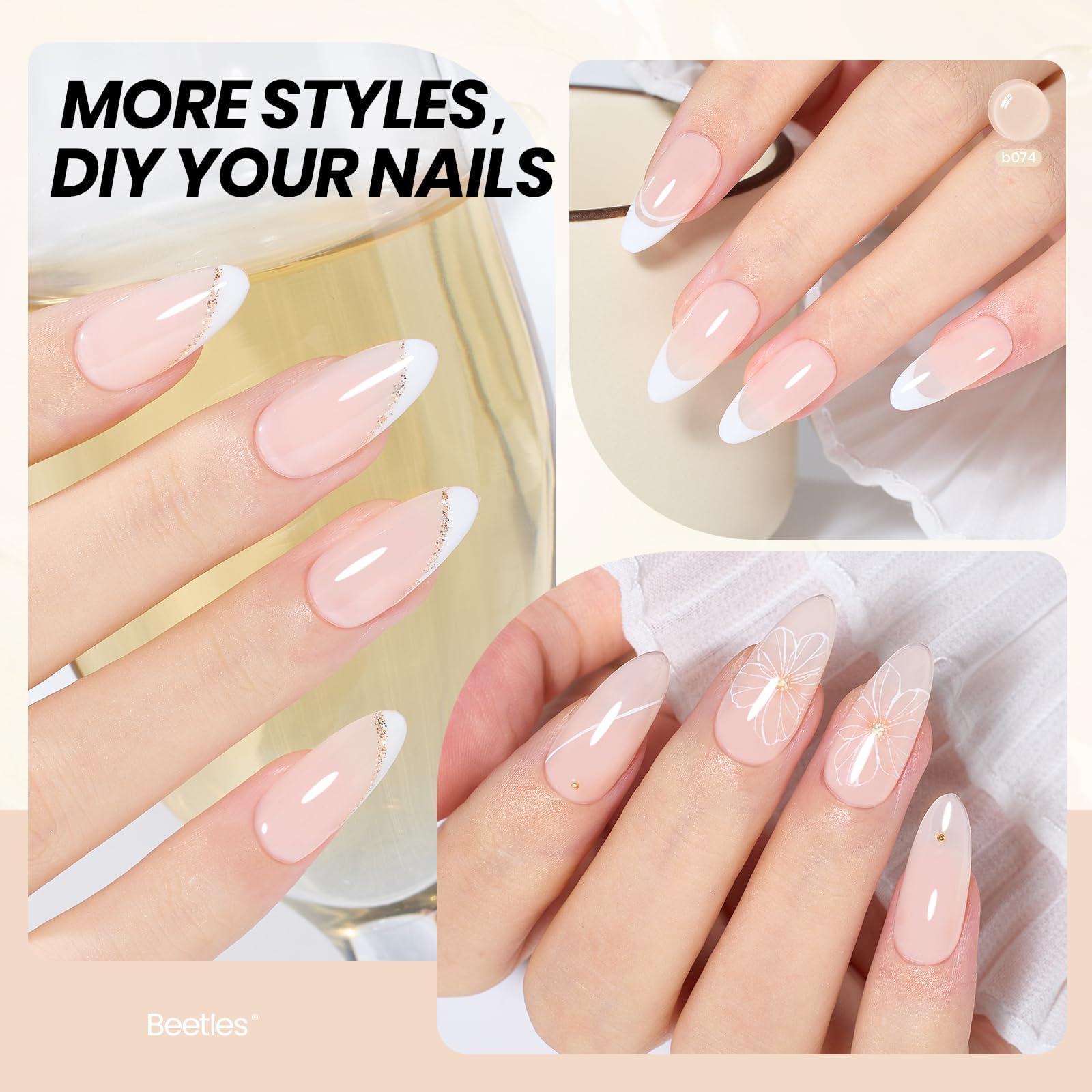 Beetles Nude Gel Polish packaging highlights compact bottle, ideal for on-the-go beauty routines