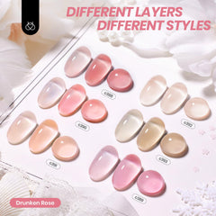 Beetles Nude jelly gel polish swatches for layering and French tip possibilities.