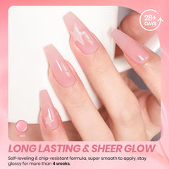 Beetles Nude Pink Gel Polish in use for a DIY manicure.