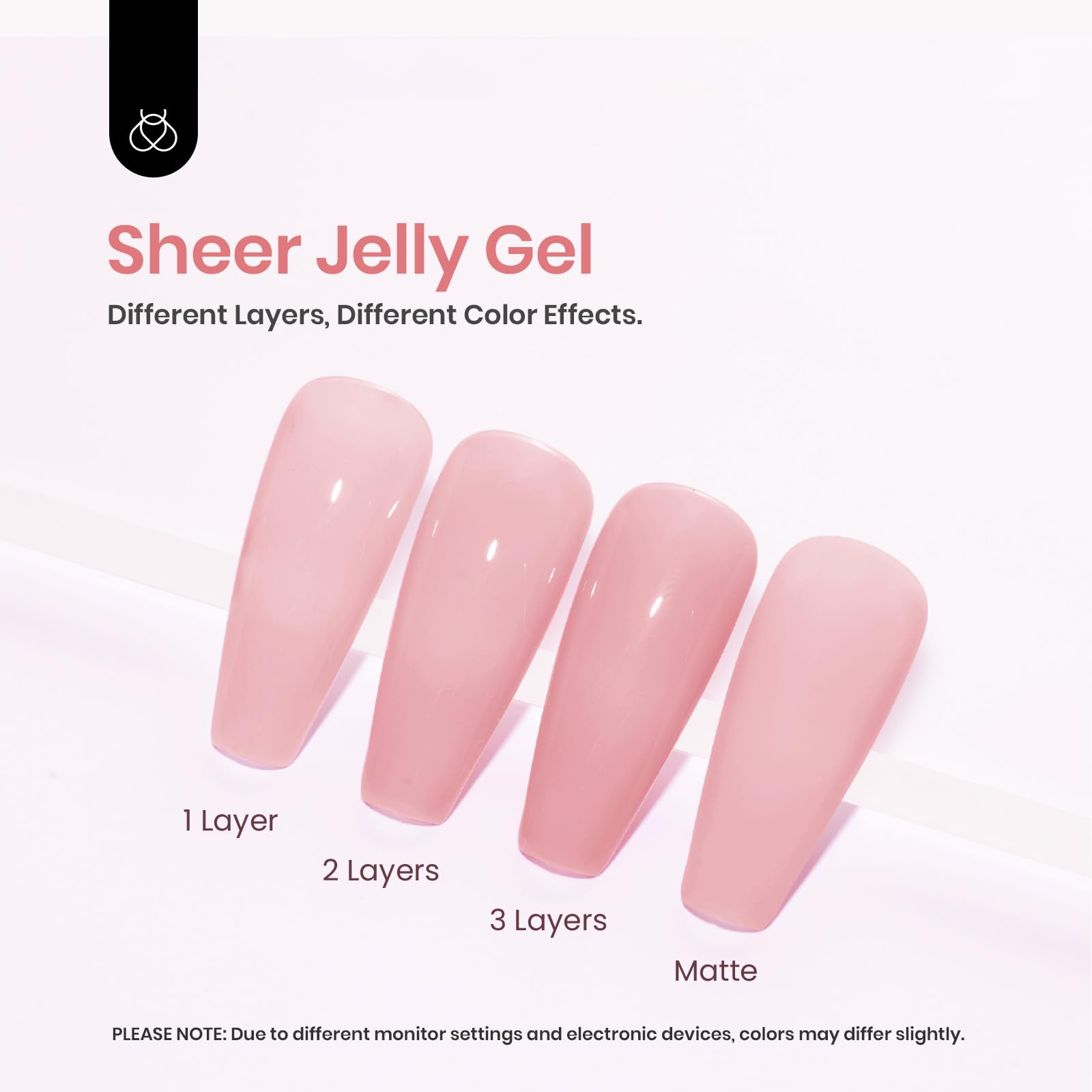 Beetles Nude Pink Gel Polish layered to create soft nude nail looks.