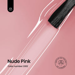 Beetles Nude Pink Gel Polish swatch on nails showing translucent buildable color.