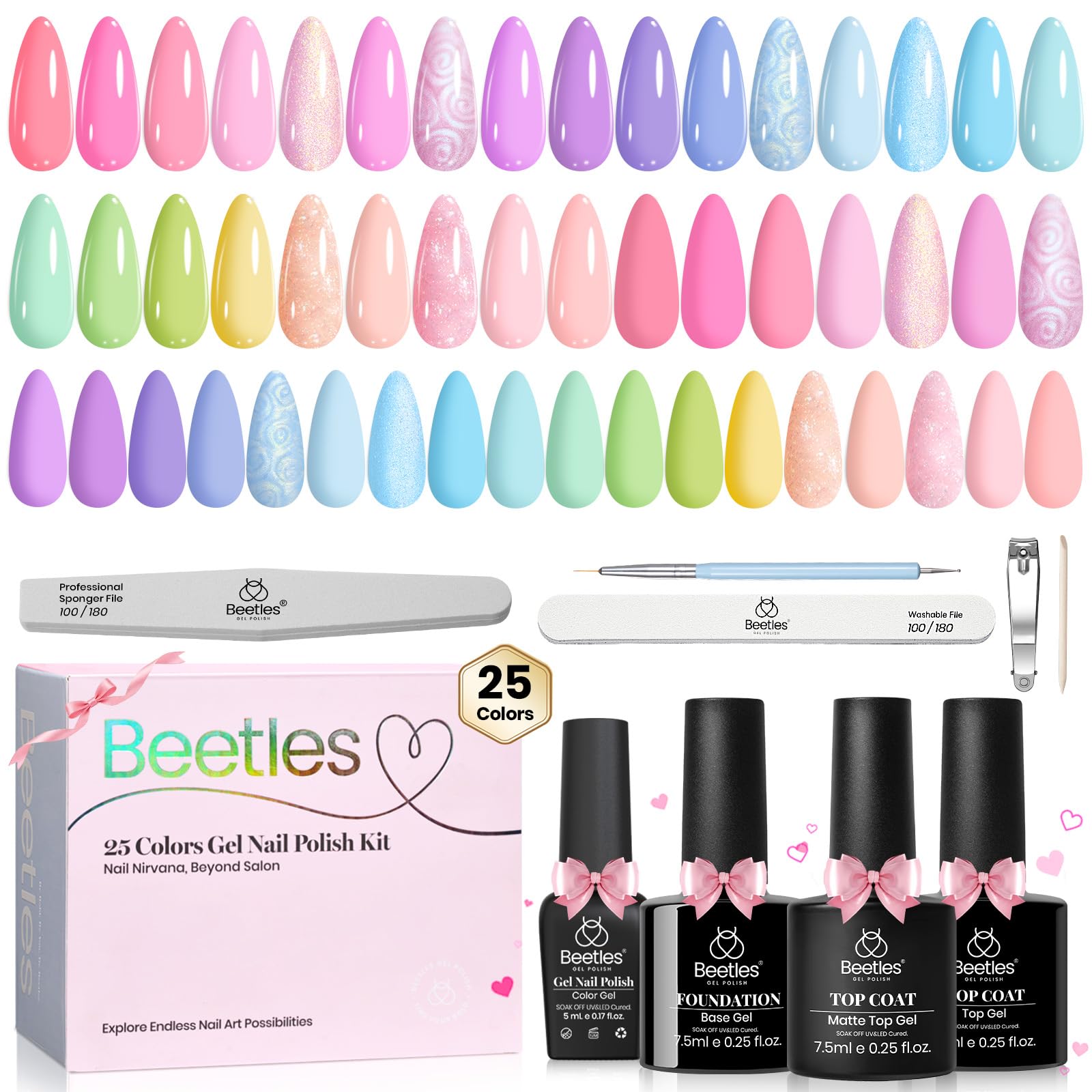Gift-ready Beetles Pastel Gel Polish set packaging perfect for Easter or birthdays