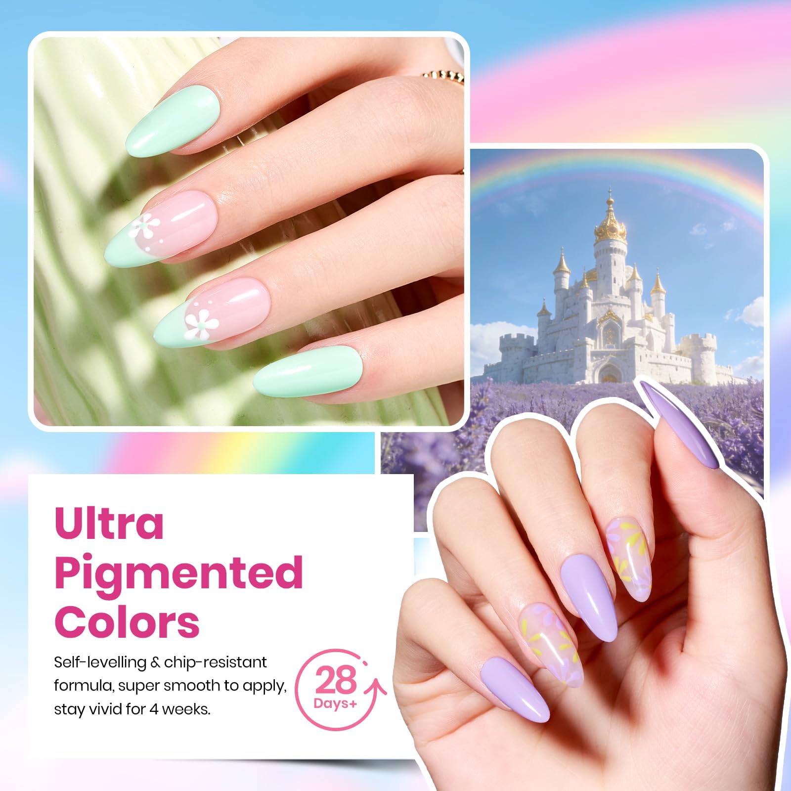 Matte top coat close-up with Beetles pastel colors for chic looks