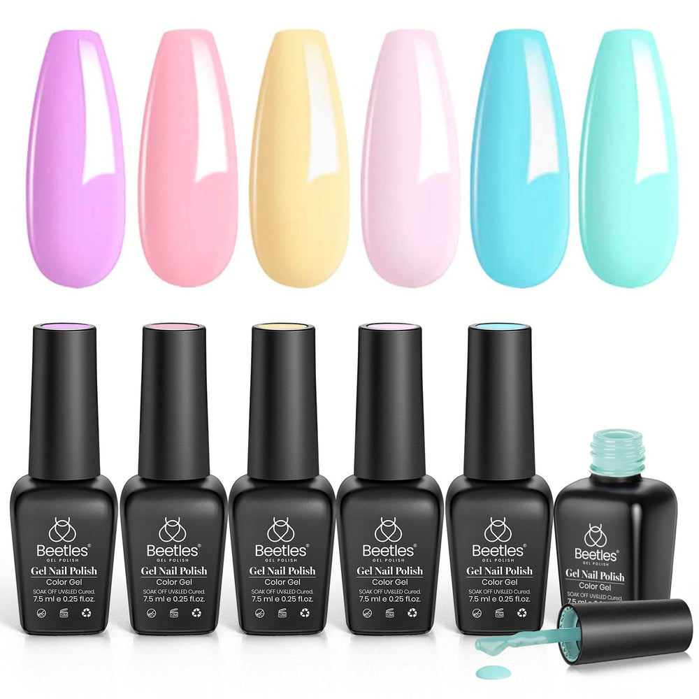 Beetles Pastel Gel Polish Set Easter-themed display inspiring soft nail art.