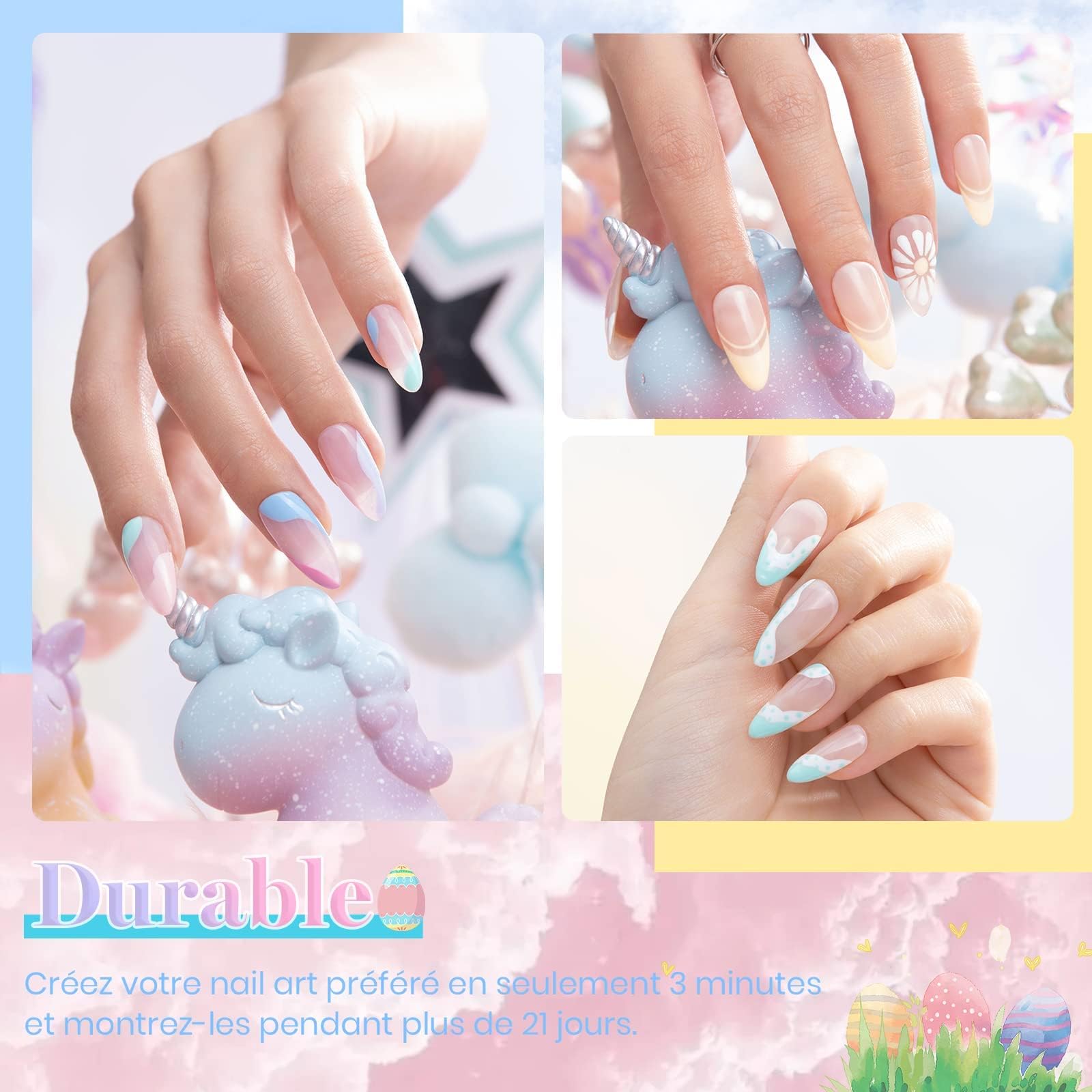 Beetles Pastel Gel Polish Set nails in progress showing smooth, even coverage.