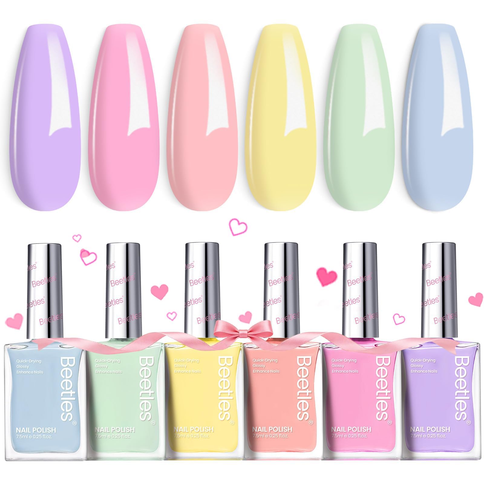 Beetles Pastel Reverie glossy pastel finish enhances color depth and shine.