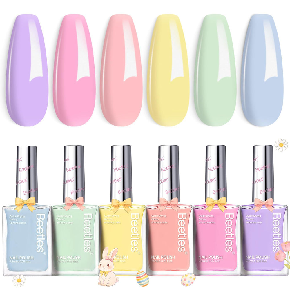 Beetles Pastel Reverie packaging showcases six-color nail polish set for stylish home manicures.