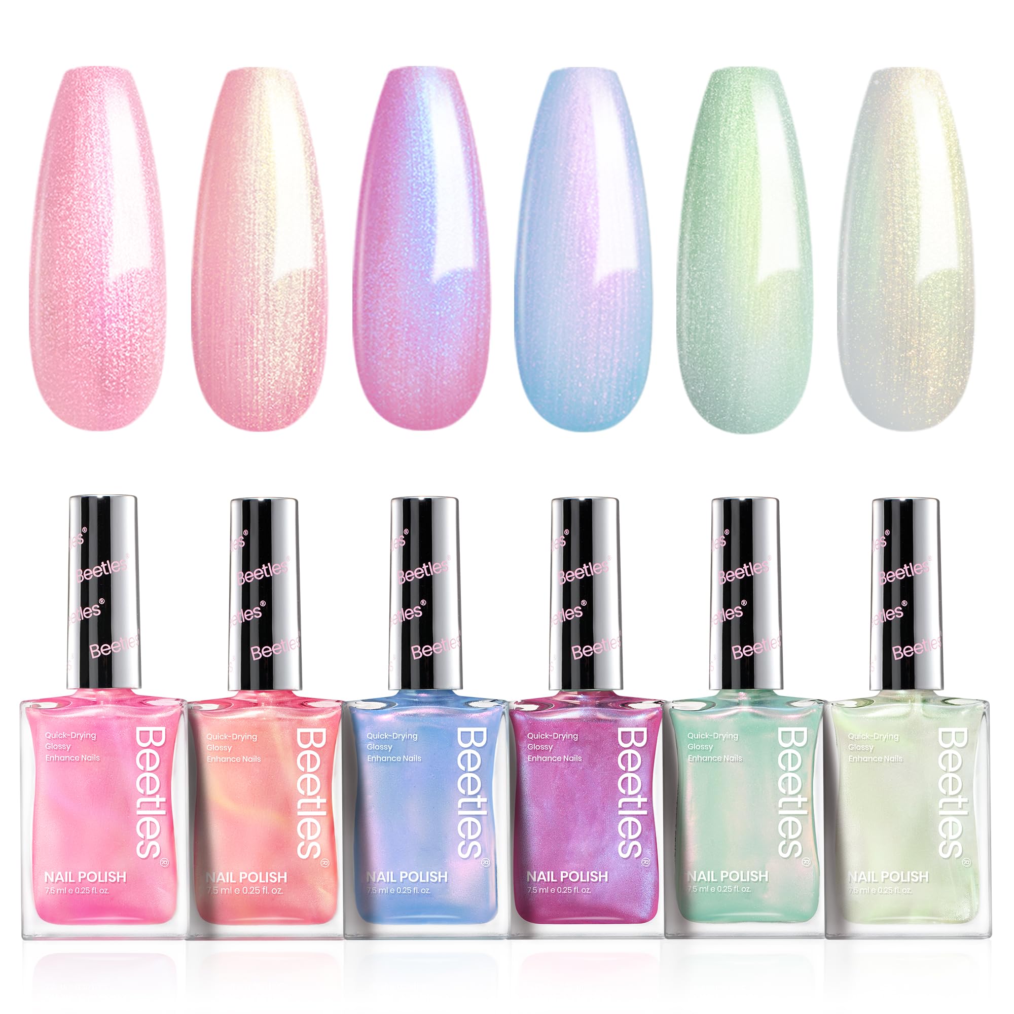 Beetles Pearl Nail Polish high-gloss finish swatch highlighting long-lasting shine