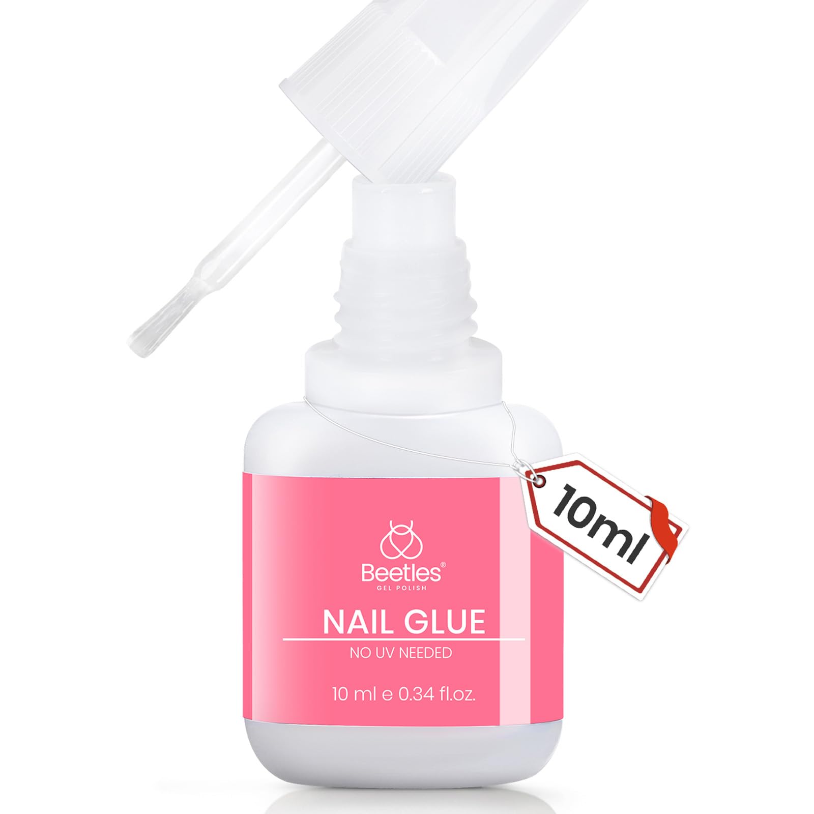 Beetles press-on nail glue with quick-dry brush for precise adhesion.