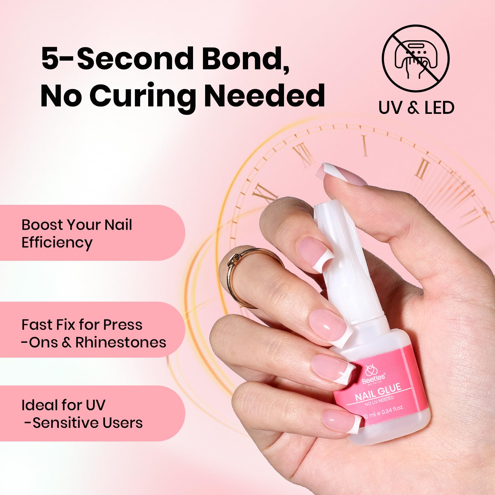 Beetles glue provides waterproof, long-lasting hold for nails.