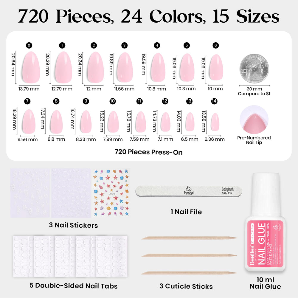 Beetles adhesive nail tabs deliver residue-free removal and strong hold.