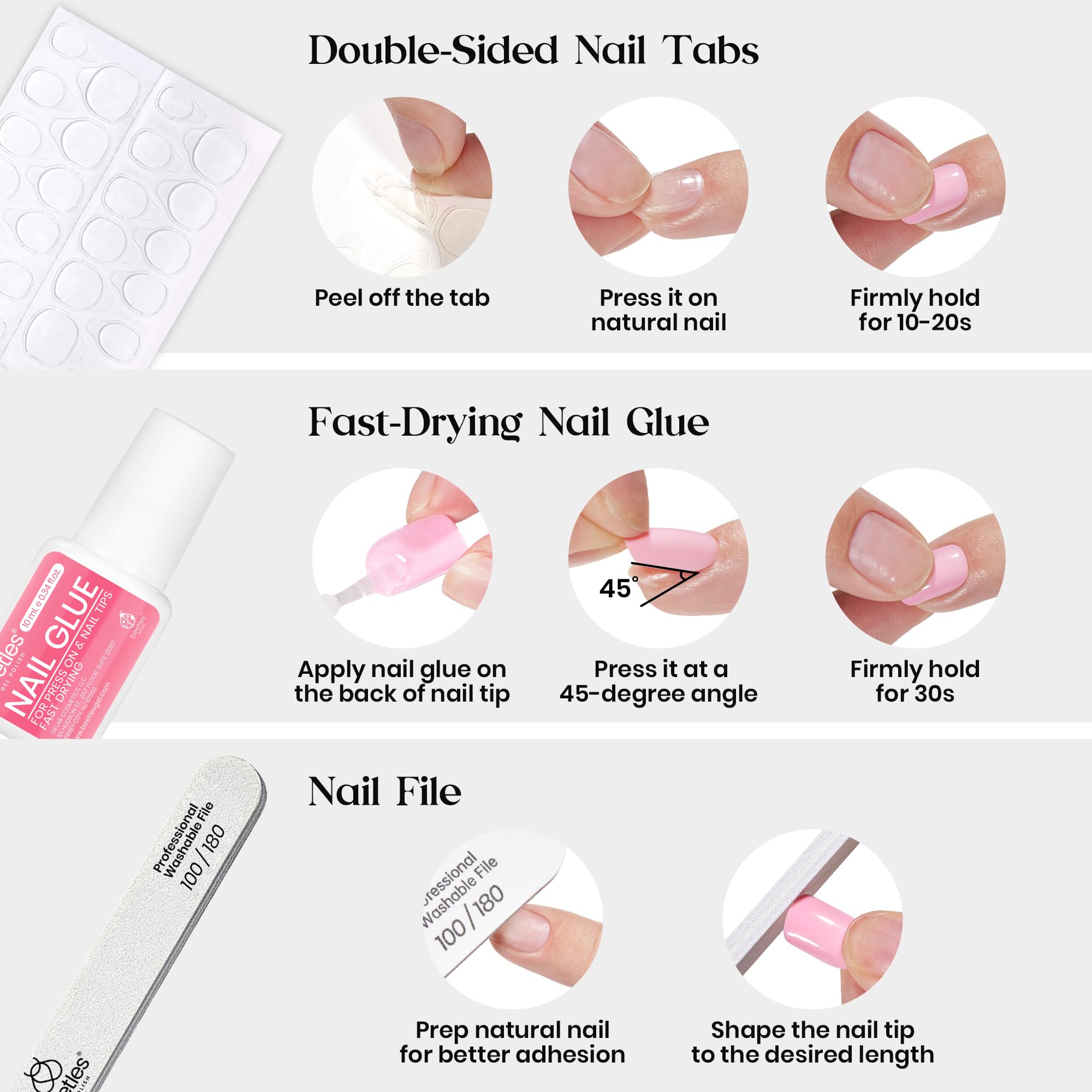 Beetles nail stickers enable custom designs and quick style changes.