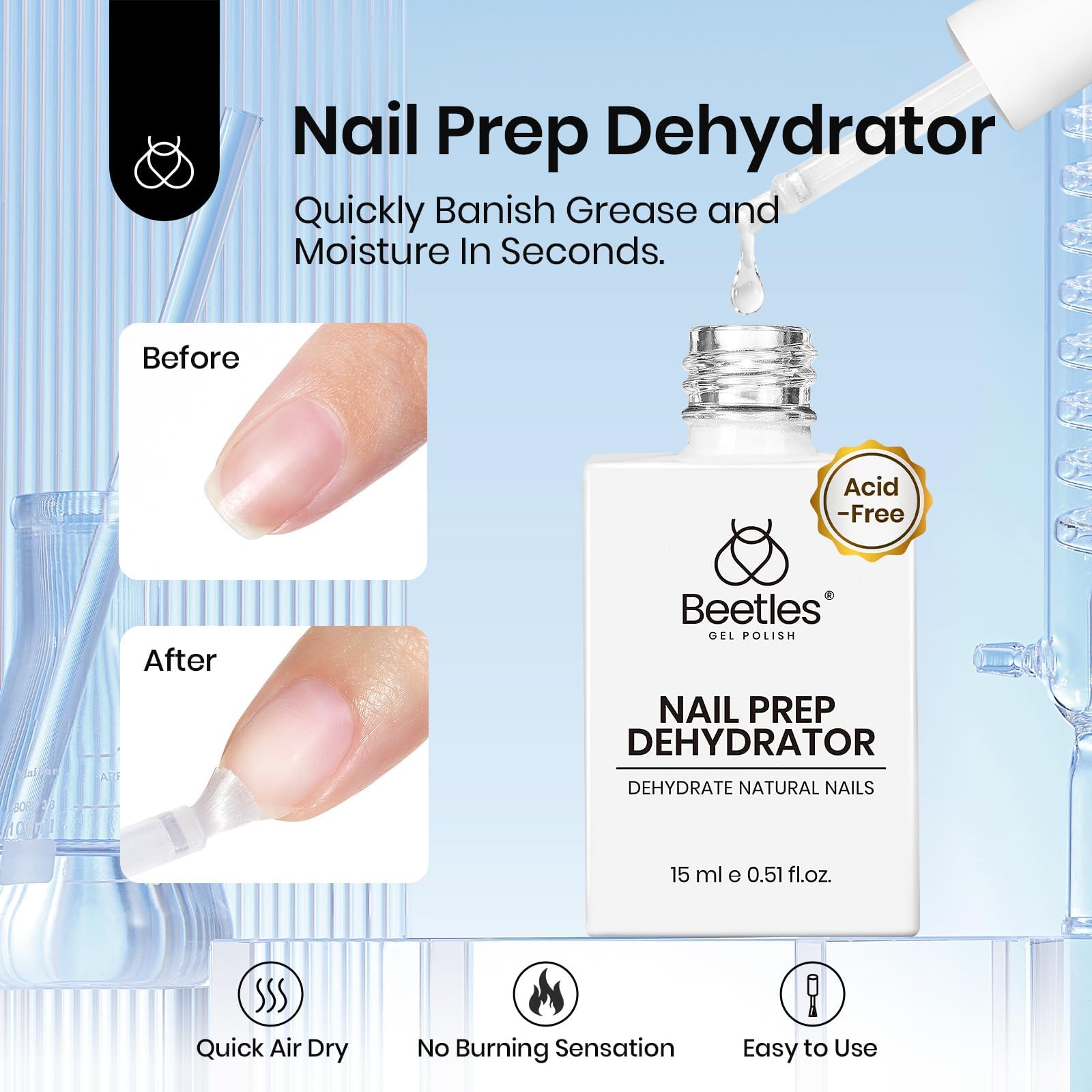 Beetles Primer-adhesion application improves grip for gel polish.