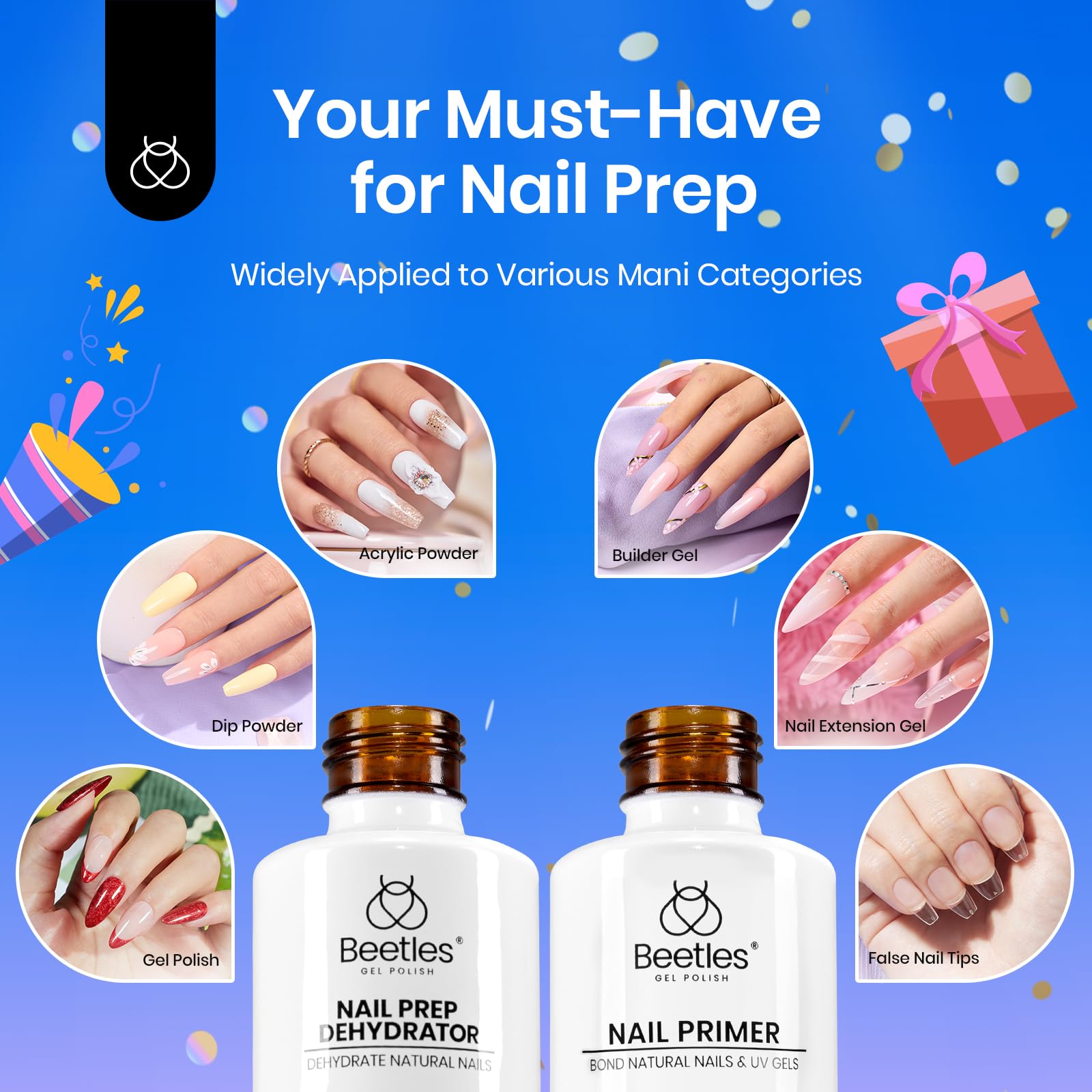 Beetles professional salon table setup with nail prep kit.