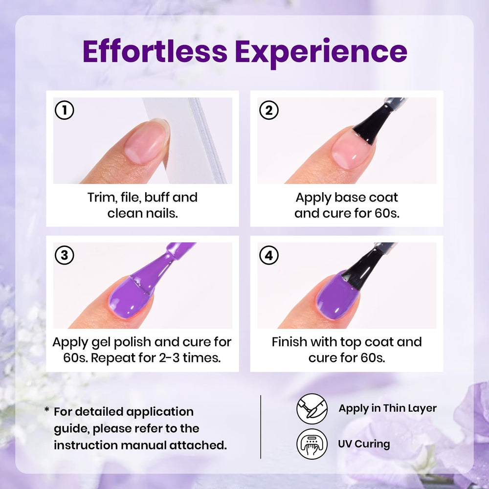 Beetles Purple Gel Polish Set salon-quality glossy finish with proper base and top coat
