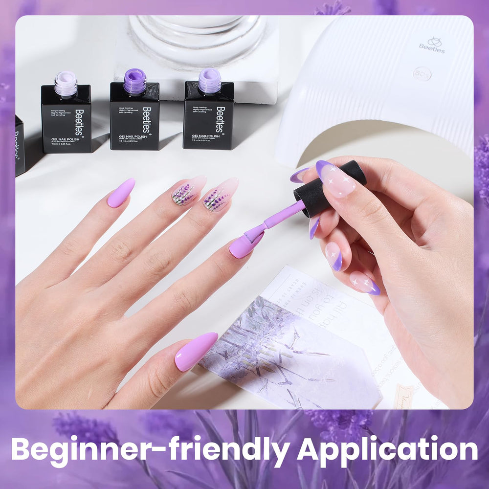 Beetles Purple Gel Polish Set glitter shades for eye-catching sparkle