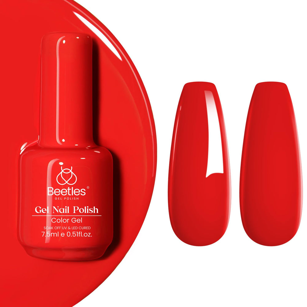 Beetles Red Gel Polish used during manicure routine for salon-quality look.