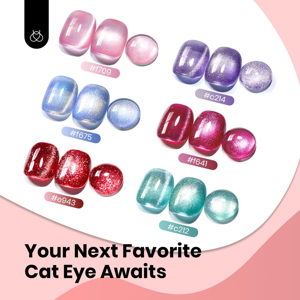 Beetles Ruby Red Cat Eye set shown for easy DIY nail art at home.